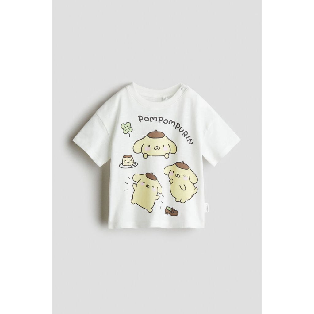 H&M เสื้อคอตตอล มีกระดุมคอ ปอมปอมปุริน ไซด์ 1-4 ปี ของใหม่ แท้ พร้อมส่ง