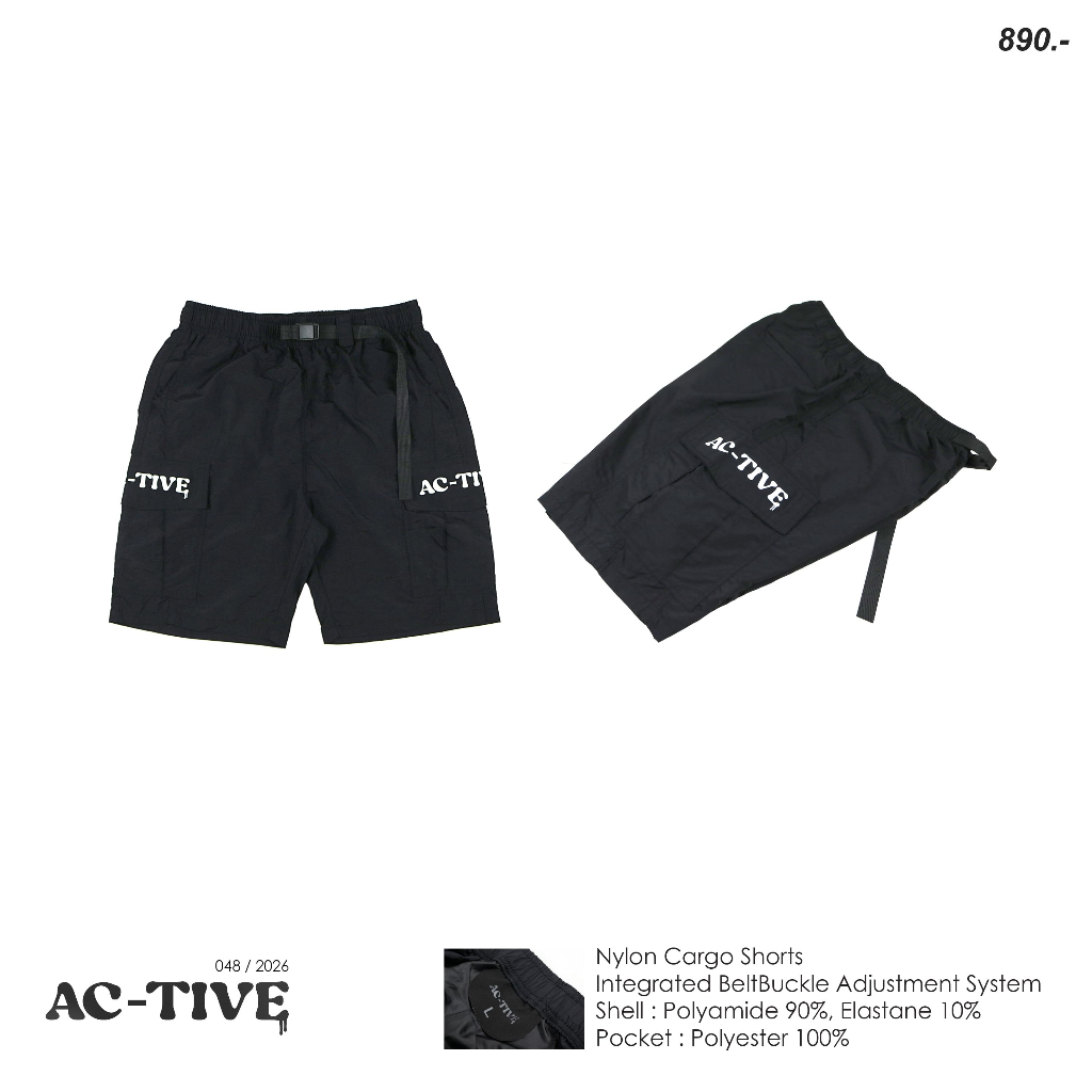 AC-TIVE Nylon Cargo Shorts / Black / 890 B.