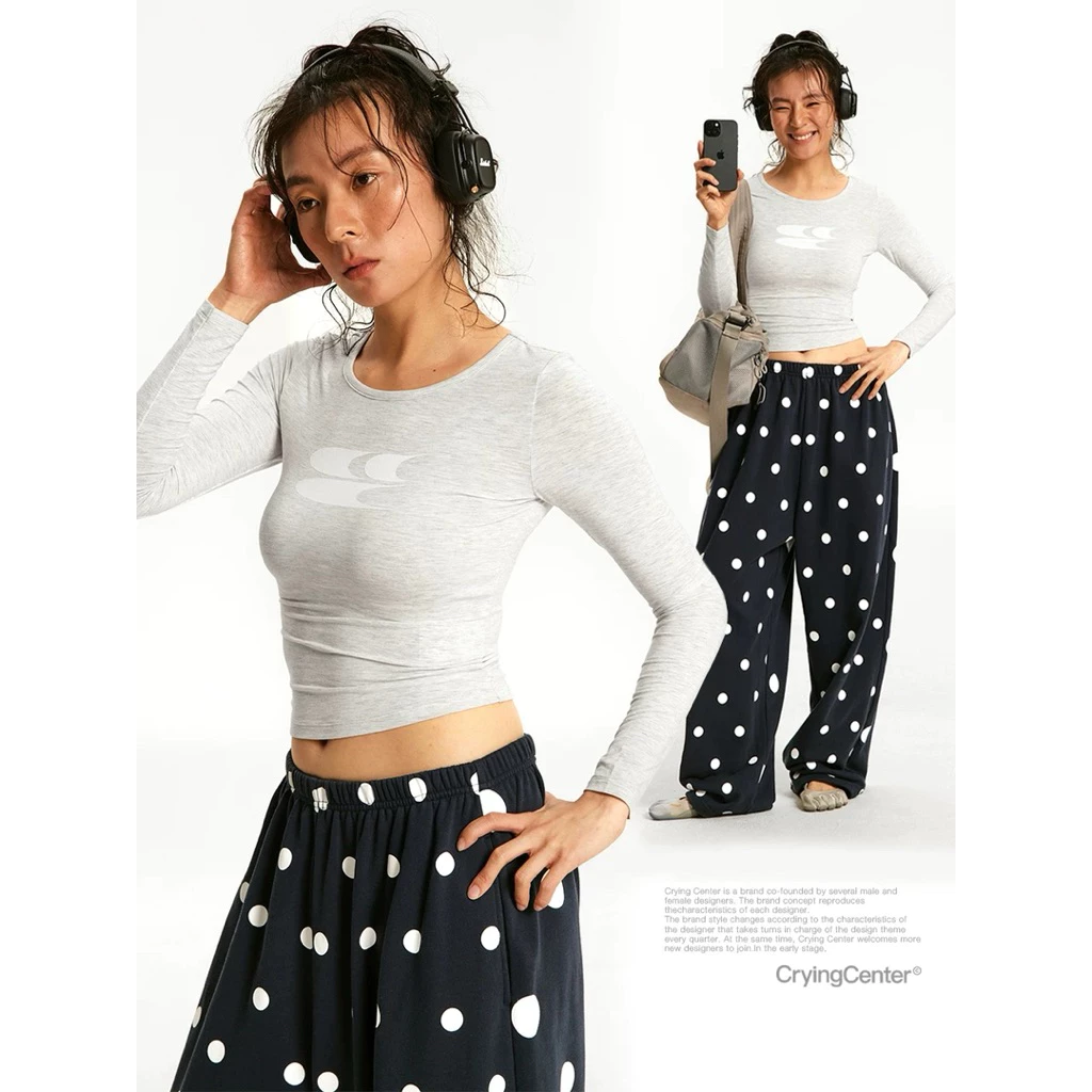 CryingCenter เสื้อยืดคอกลมไหล่กว่าง Baby Tee "On Cloud" Base Layer 2026