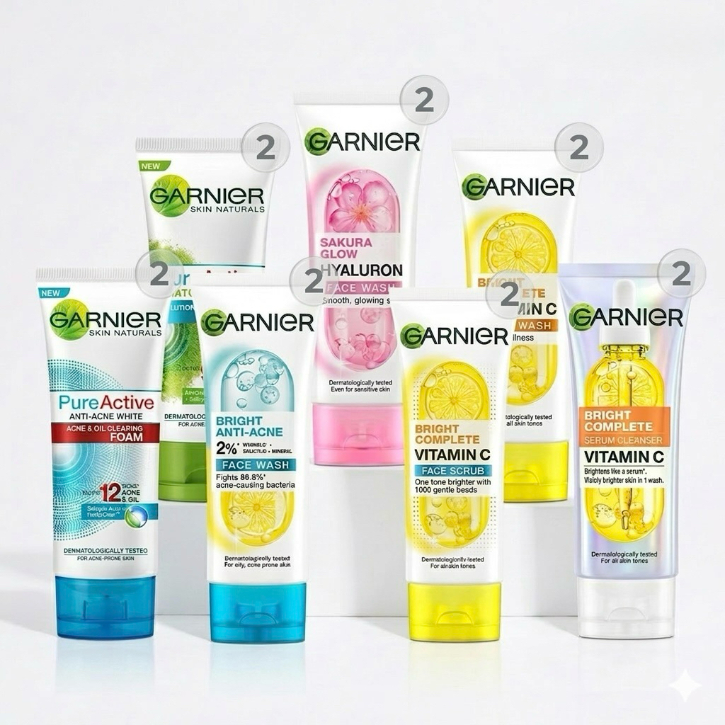 Garnier Foam การ์นิเย่ โฟมล้างหน้า 100ml (Bright Complete/Sakura Glow/Anti-Acne)