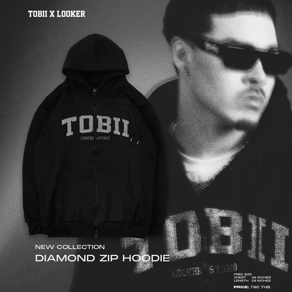เสื้อฮู้ดซิป LOOKER x TOBII — DIAMOND ZIP HOODIE