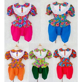 ชุดเด็กงานแม่พุดจีบลายดอกเด็กผู้หญิงพร้อมส่ง