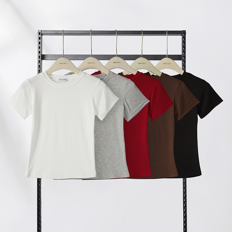 HELLDUL T0003เสื้อยืดคอกลมแขนสั้นผ้านุ่มสีหลายสี สไตล์คลาสสิก ส่งจากไทย