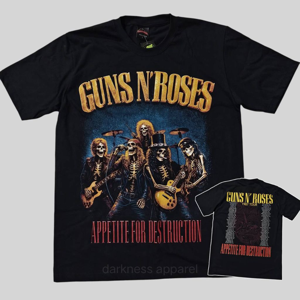 เสื้อยืดวินเทจวง gun n roses 1987 tour