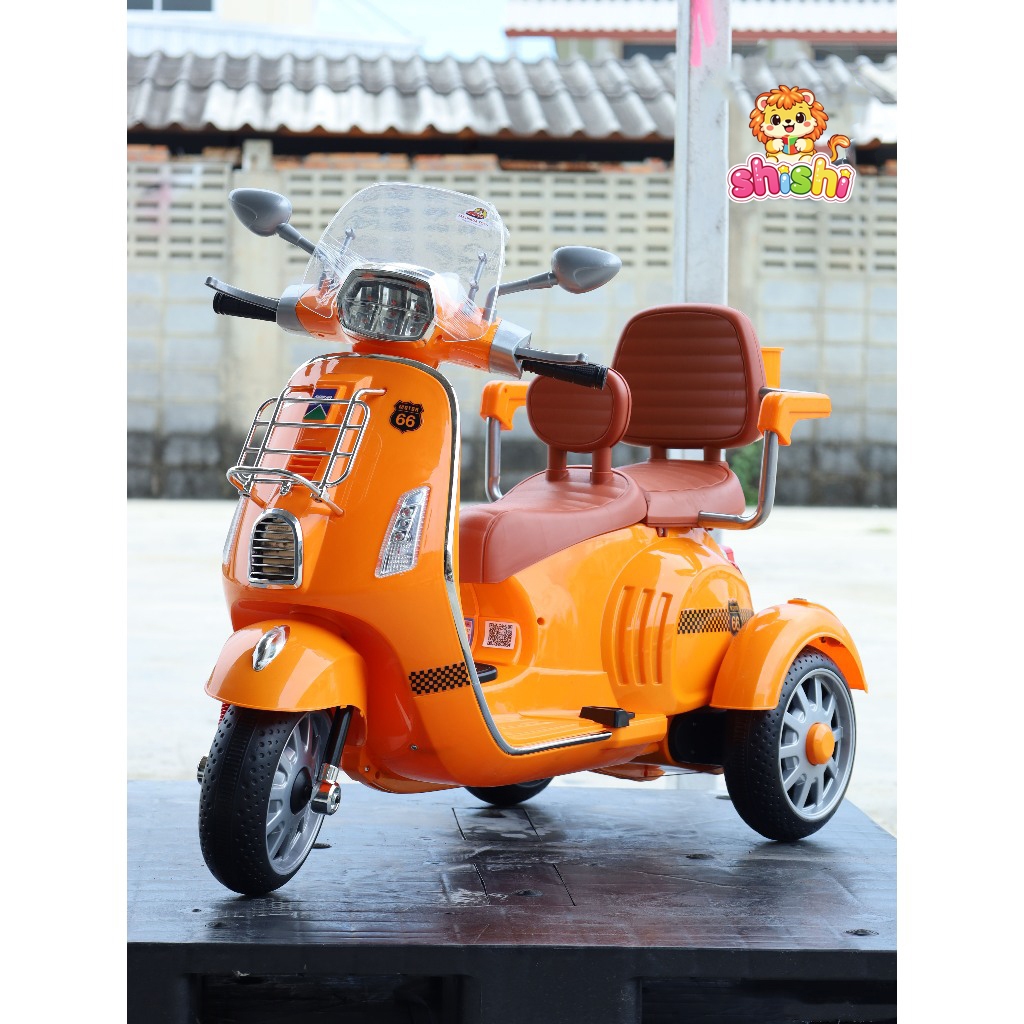 shishi toys shop รถแบตเตอรี่เด็ก รถไฟฟ้าเด็กเล่น หน้ารถมอเตอร์ไซค์ 2 ที่นั่งเท่สุดๆ รุ่น MN1047