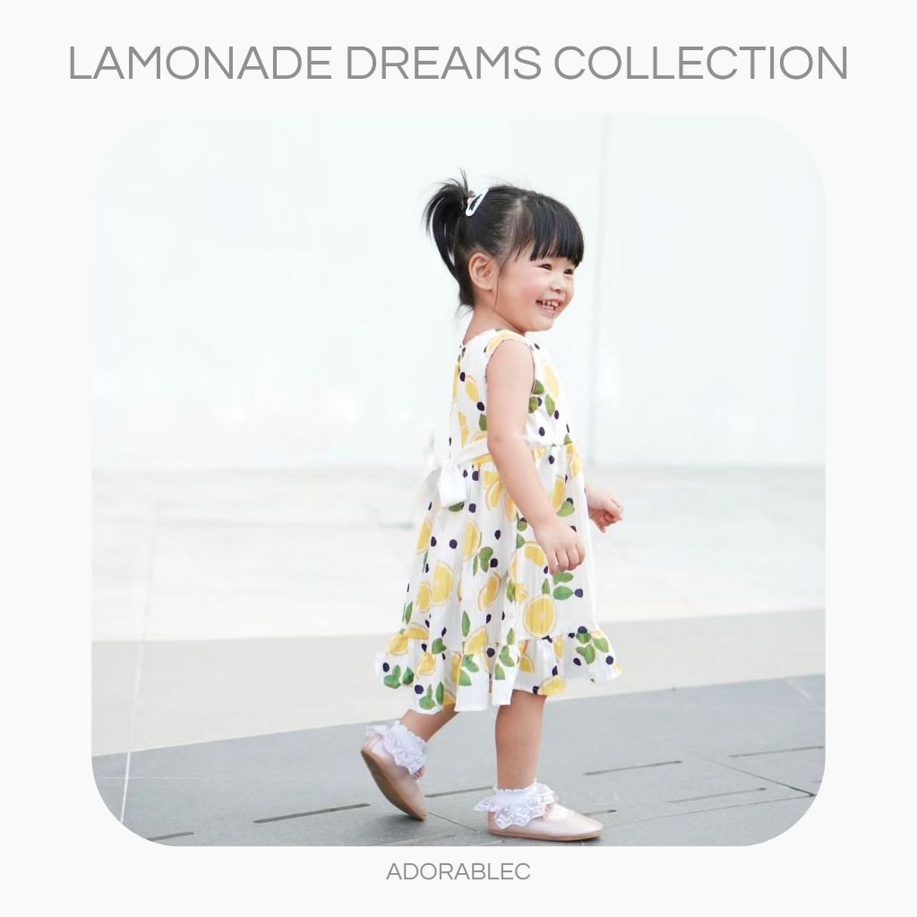 🍋 ชุดเดรสผูกเอวลายเลม่อน🍋