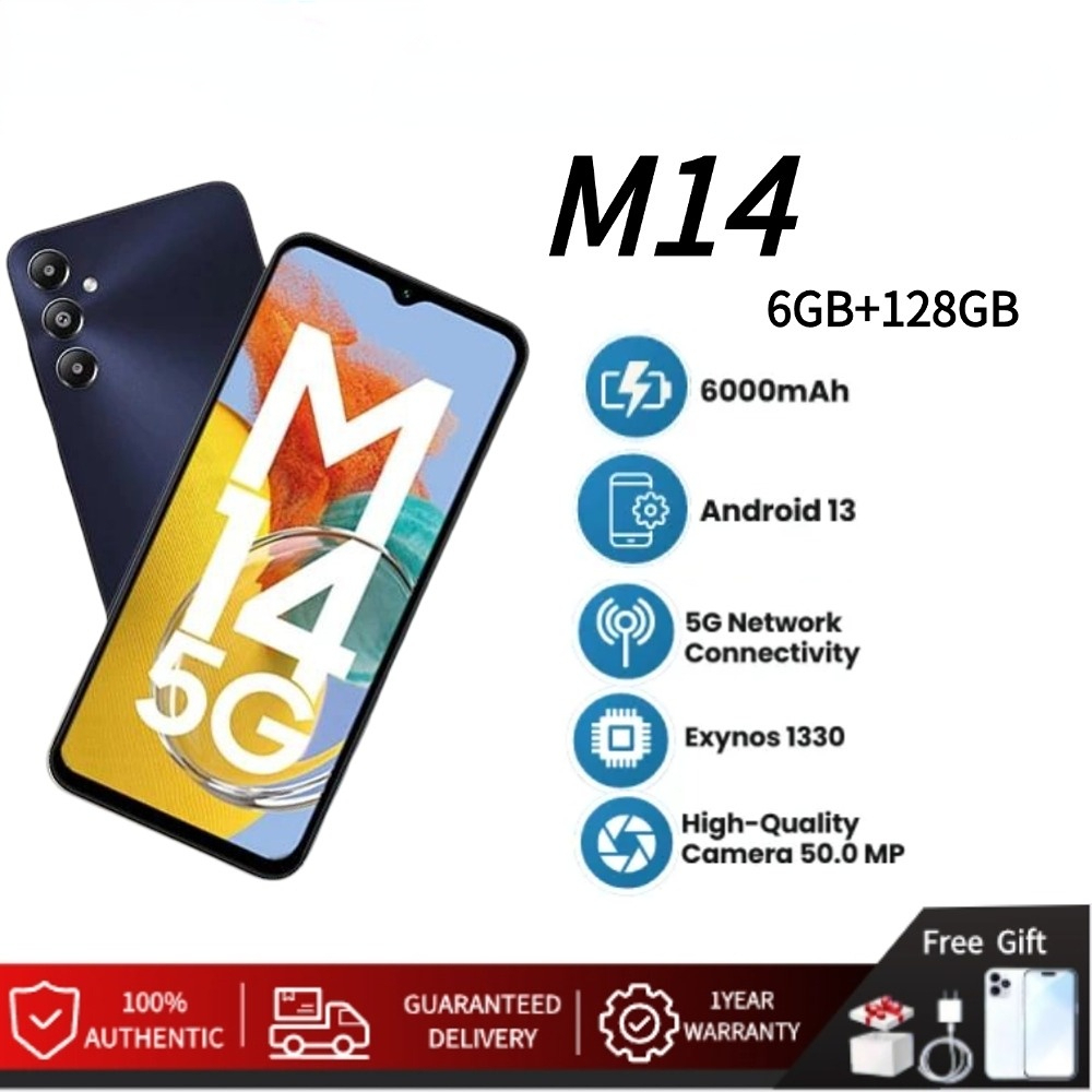 M14 5G สมาร์ทโฟน 6GB+128GB 90Hz ขนาด 6.6 นิ้ว แบตเตอรี่ 6000mAh ชาร์จเร็ว 25W