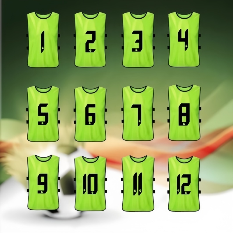 12 PCSเสื้อเอี๊ยมกีฬา ระบายอากาศดี สีสันสดใสเสื้อเอี๊ยมกีฬา ผ้าโพลีเอสเตอร์ สีสันสดใส ระบายอากาศดี
