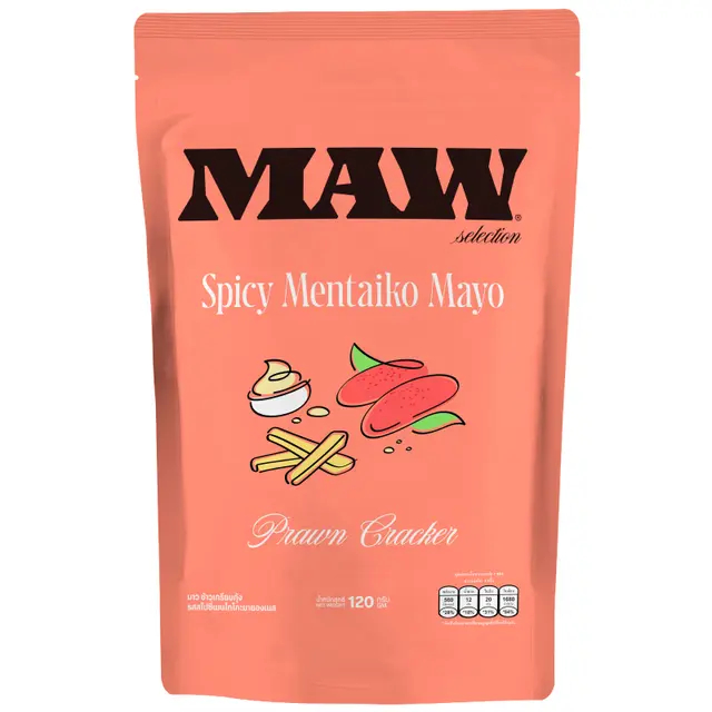 MAW มาว ข้าวเกรียบกุ้ง รสสไปซี่เมนไทโกะมายองเนส 120 กรัม [8858669401995]