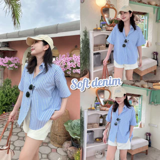 GENTLE SHIRT เสื้อเชิ้ตแขนสั้นทรงโอเวอร์ไซส์ ผ้าคอตตอนทอเนื้อนิ่มใส่สบาย ไม่ร้อน แมทช์ง่าย