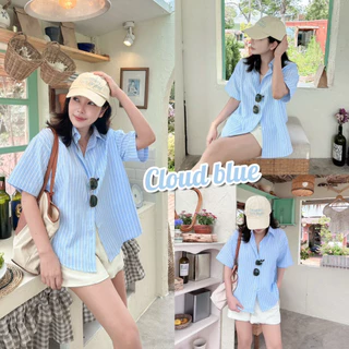 GENTLE SHIRT เสื้อเชิ้ตแขนสั้นทรงโอเวอร์ไซส์ ผ้าคอตตอนทอเนื้อนิ่มใส่สบาย ไม่ร้อน แมทช์ง่าย