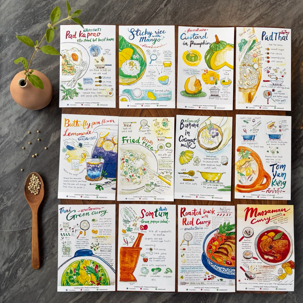 Thai cooking card โปสการ์ด original design by T-ramissu