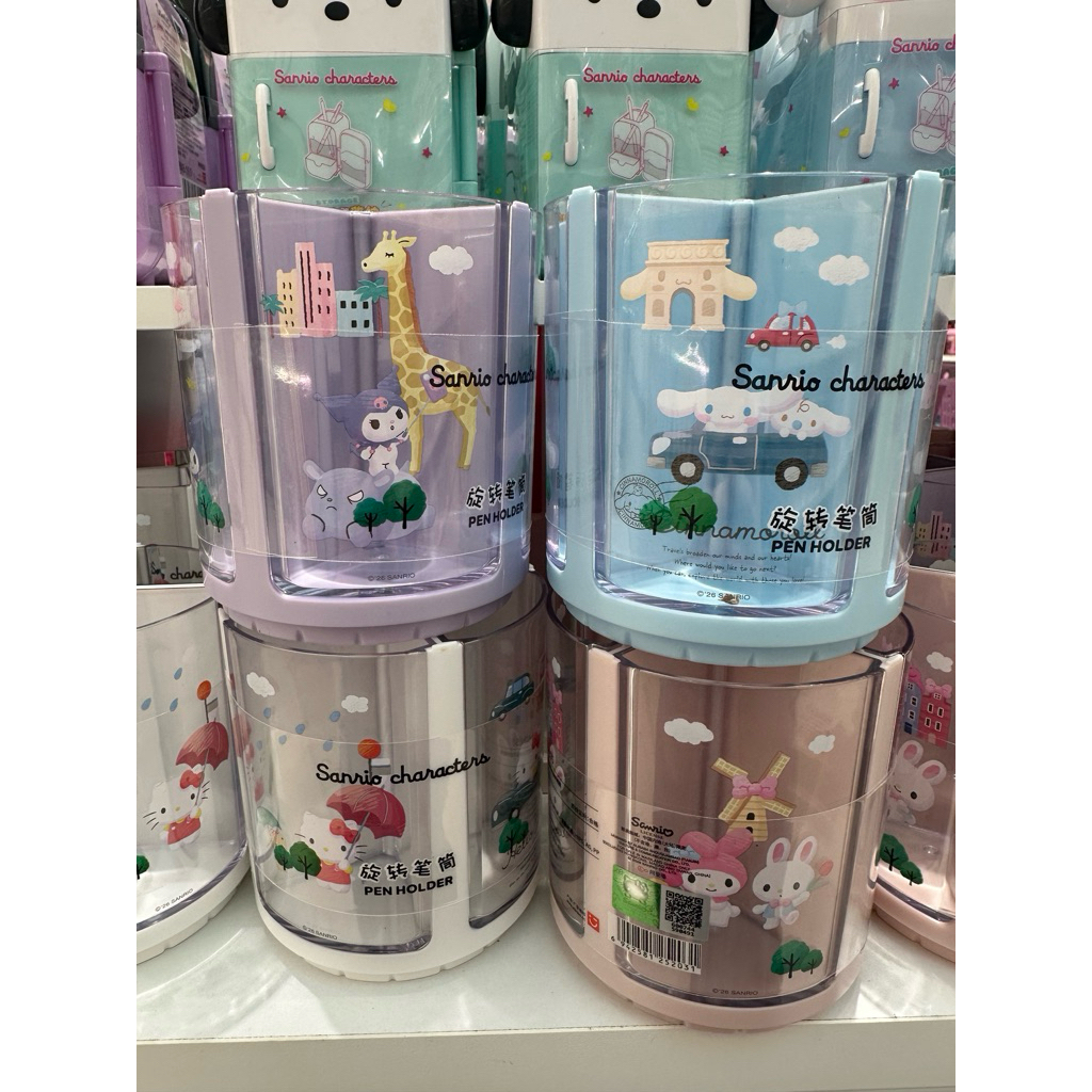 🎀พร้อมส่ง กล่องใส่เครื่องเขียน ปากกา หมุนได้ ลายใหม่ Sanrio x Miniso ลิขสิทธิ์แท้💯