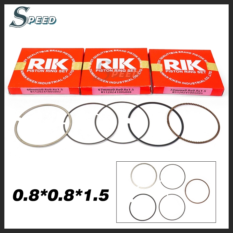 RIK PISTON RING แหวนลูกสูบ X1R EXCITER150 SPARK135(i) 57 มม. 60 มม. 63 มม. 66 มม. 67 มม. 68 มม. 70 มม. 72 มม. 76 มม. 0.8×0.8×1.5