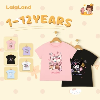 1-12 ปี เสื้อยืดคอกลมแฟชั่นลำลอง ลายการ์ตูนสุดน่ารัก เสื้อยืดเด็กผู้หญิง 4 สไตล์ านุ่มใสสบายฯ