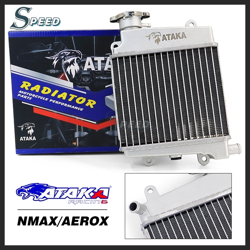 ATAKA หม้อน้ำมีเนียม สำหรับ AEROX / NMAX (2015-2019) 386ML (2020-2025) 346ML งานอะลูมิเนียมตัวหนาไม่ขึ้นสนิม