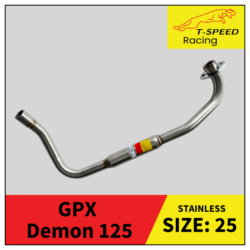 [ฟรีประเก็นปากท่อ] คอท่อ GPX Demon 125 สแตนเลส 304 Size 25 mm. ใส่ปลายเดิม