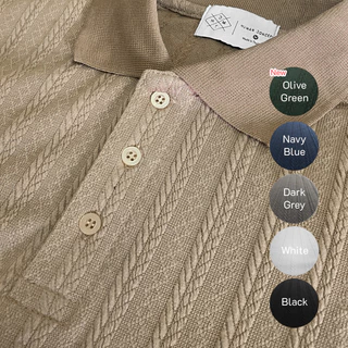 Rope Knit Polo เสื้อโปโลถักลายเชือกสุดคลาสสิก สีน้ำตาลอ่อน,กรม,เทาเข้ม,ขาว,ดำ,เขียว
