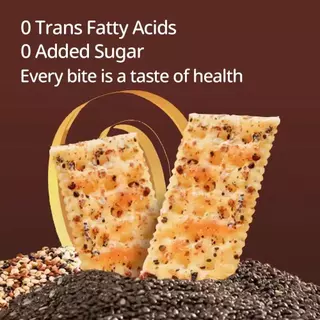 Chia Seed tricolor Quinoasoda Biscuits แครกเกอร์ควินัว 3สี เมล็ดเจีย ขนมเพื่อสุขภาพ แคลอรี่ต่ำ ไฟเบอร์สูง อร่อย กรุบกรอบ