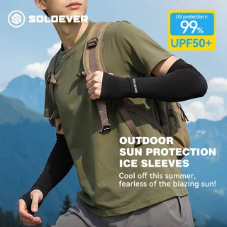 SOLOEVER ปลอกแขน UPF50+ ปลอกแขนกันแดด 1คู่ ปลอกแขนกัน เสื้อ ผ้าละเอียด กันแสง ปลอกแขนกันแดด uv ผ้าแห้งไว ผ้าไหมน้ำแข็ง