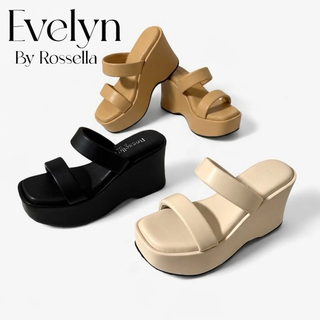 รองเท้าเตารีดคาดสายคู่ส้นสูง 4 นิ้ว ( พื้นนุ่มพิเศษ ) รุ่น Evelyn by Rossella