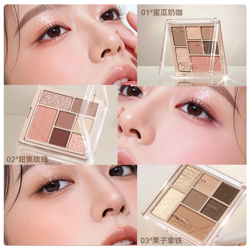 9230 (ใหม่/แท้) พาเลตอายแชโดว์ 7 เฉดสี โทนธรรมชาติ โทนชมพูน้ำตาล โทนส้มน้ำตาล ชิมเมอร์ และกลิตเตอร์