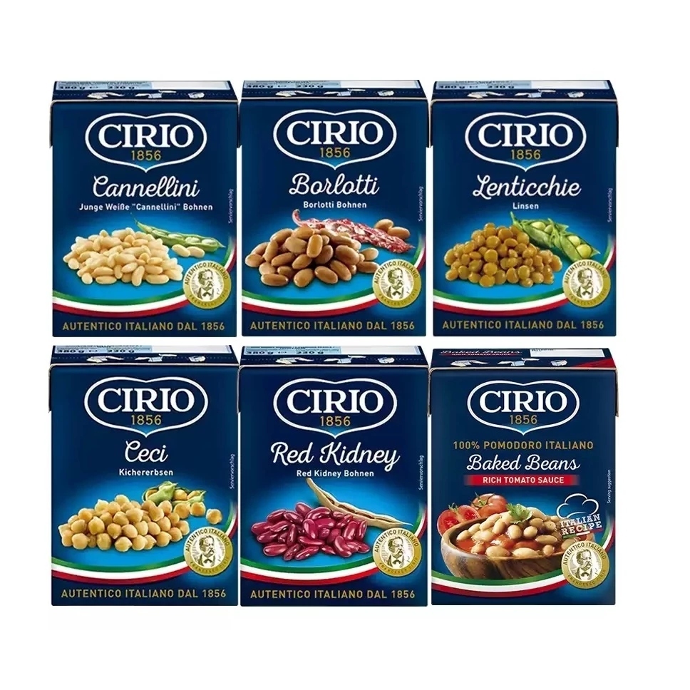 CIRIO Assorted Beans 380g HALAL Tetra Pack (Lentils/Borlotti Beans/Chick-Peas/Red Kidney/Cannellini)
