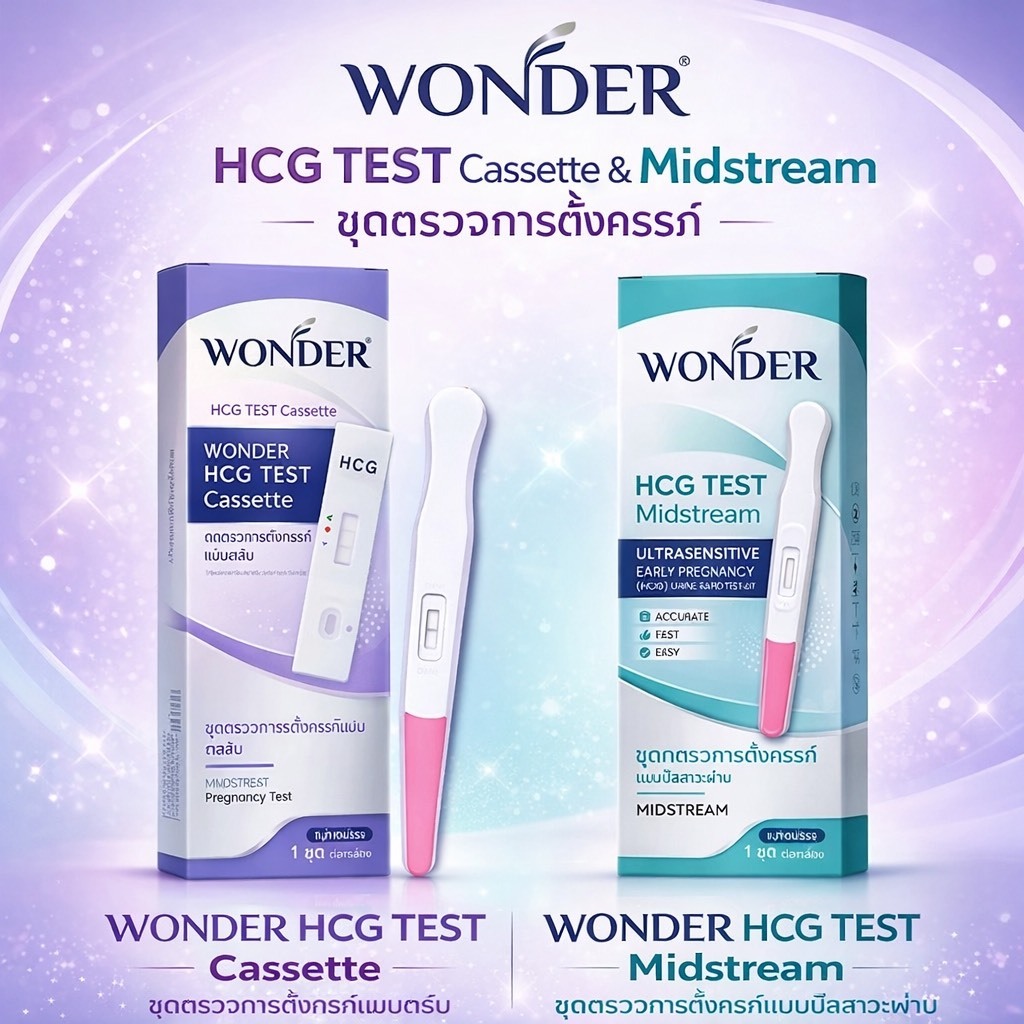 WONDER HCG TEST ชุดตรวจการตั้งครรภ์ (แบบตลับ & แบบปัสสาวะผ่าน)