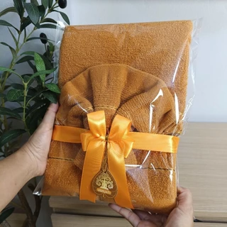 พร้อมส่ง จัดเซท 2 ชิ้นผ้าเช็ดตัวถวายพระผืนใหญ่ + ผืนเล็กแพ็คถุงผูกโบว์พร้อมถวายพระ ผ้านุ่ม ซึมซับดี เหมาะสำหรับงานบุญ