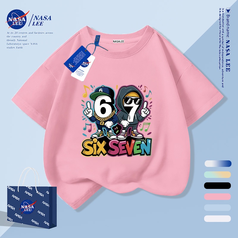 【จัดส่งวันเดียวกัน】เสื้อยืดเด็ก NASA สกรีนลายตัวเลขการ์ตูน คอตตอนขาว ใส่สบาย ระบายอากาศดี สำหรับอายุ 3-16 ปี เอวลอย สบาย ราคา ถูกที่สุด ดีลบีเคเค แกลเลอรีภาพที่ 8
