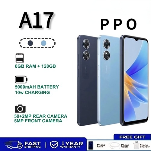 0PP0 A17 แรม 6GB+รอม128GB 6.56 นิ้ว 60Hz HD แบต 5000mAh AI ความละเอียด 50MP