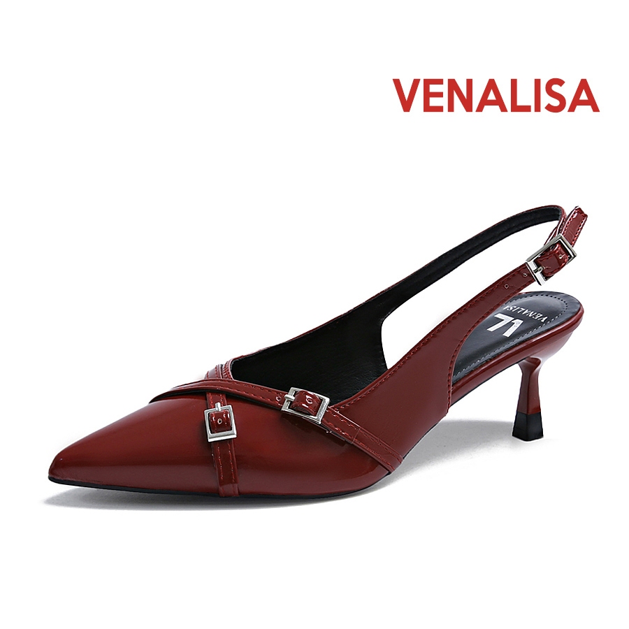 Venalisa รองเท้าส้นสูงหัวแหลม หนังมันเงา แฟชั่น ใช้กับ งานสังสรรค์ งานแต่งงาน สำนักงานธุรกิจ 3 นิ้ว