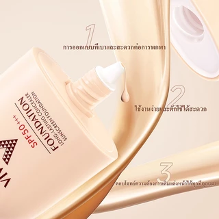 รองพื้นกันแดด VIVIMELT SPF50+ PA+++ ปกปิดรอยสิว ติดทนนาน 16ชั่วโมง สูตรอ่อนโยน เหมาะผิวแพ้ง่าย มี 5 เฉดสี 30 กรัม