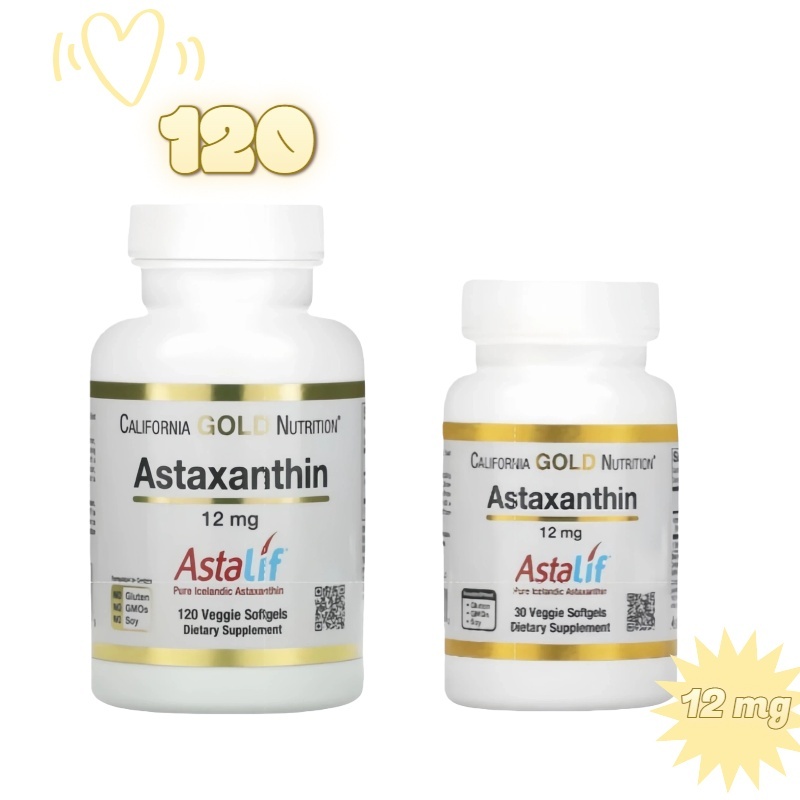 Astaxanthin, AstaLif Pure Icelandic, 12 mg, 30/120 Veggie Softgelsสาหร่ายแดง แอสต้าแซนธิน