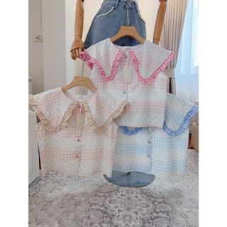 ป้าย Sherbet เสื้อแขนกุดคอปกใหญ่แต่งระบาย