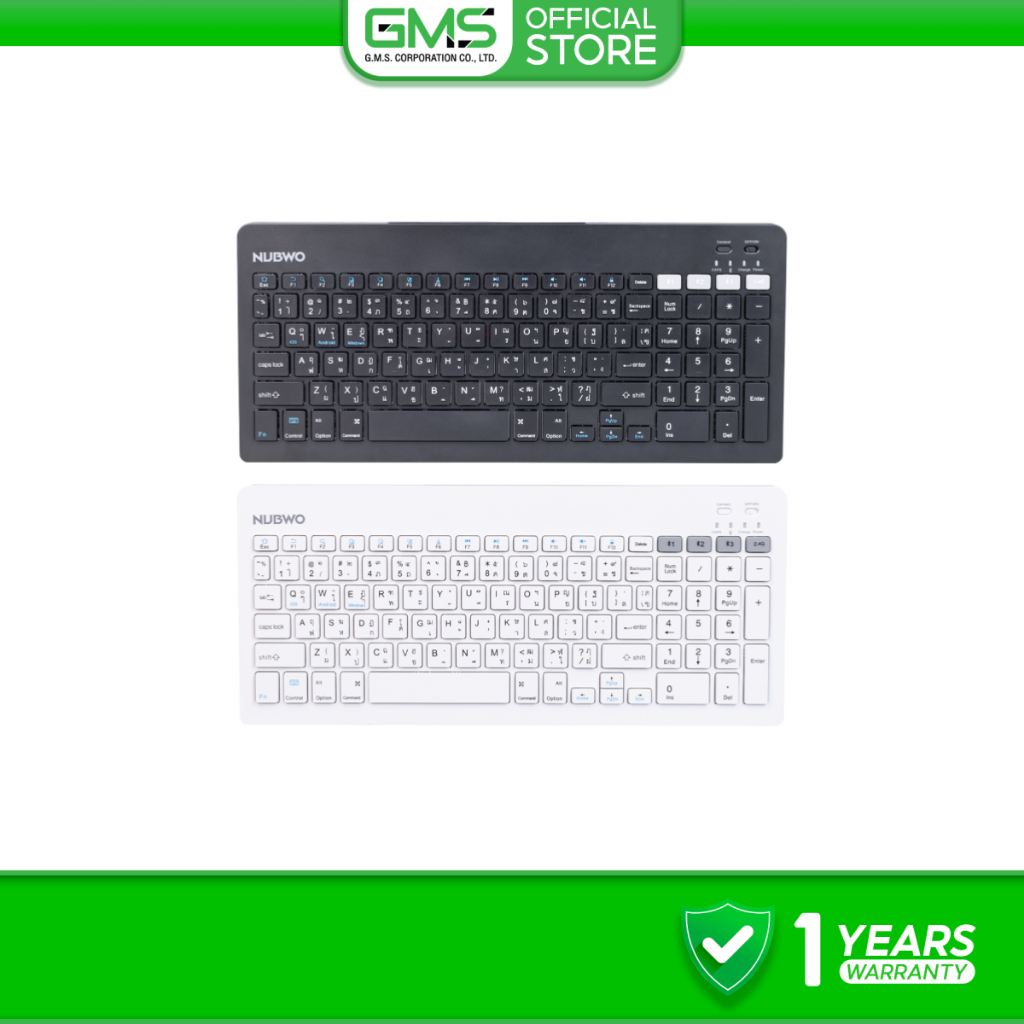 [สินค้ารับประกัน 1 ปี] Nubwo NKB112 คีย์บอร์ดแบบบาง ดีไซน์สวย เชื่อมต่อแบบไร้สาย 2.4G และบลูทูธ
