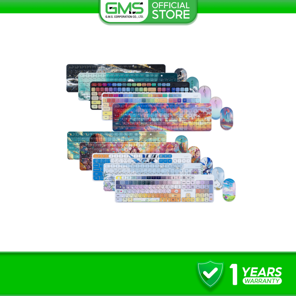 [รับประกัน 1 ปี] Nubwo ชุดเซ็ทคีย์บอร์ด-เมาส์ไร้สาย NKM-643 เชื่อมต่อแบบไวร์เลส+บลูทูธ ปุ่มนุ่ม ไร้เสียงรบกวน