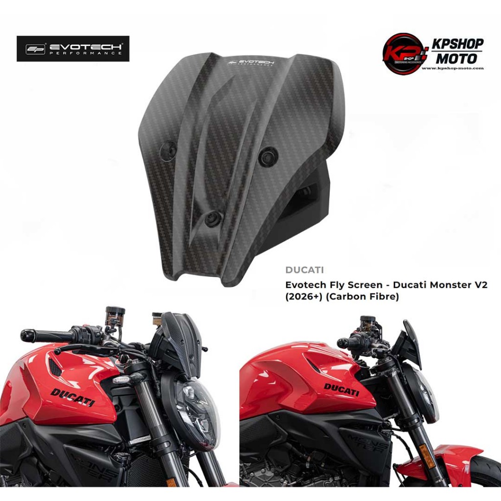 ชิวหน้า Evotech Fly Screen - Ducati Monster V2 (2026+) (Carbon Fibre)