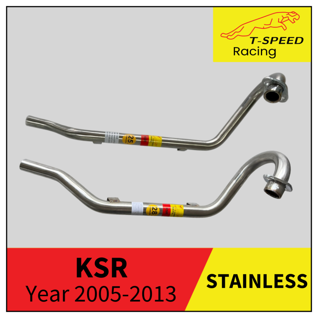[ฟรีประเก็นปากท่อ] คอท่อ Kawasaki KSR ตัวเก่า Year 2005-2013 สแตนเลส 304/ เหล็กชุบ Size 25/ 28 mm.