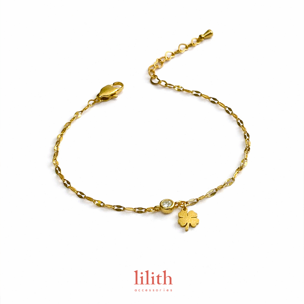 Lilith - Lucky clover Bracelet (Gold) สร้อยข้อมือ จี้ใบคลเวอร์