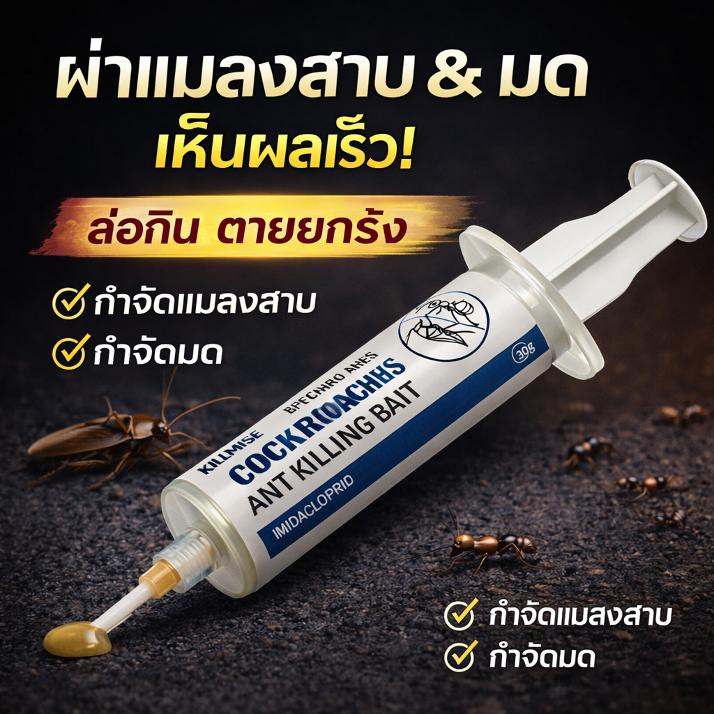 เหยื่อเจลกำจัดแมลงสาบและมด 30g เห็นผลเร็ว ใช้ง่าย สำหรับใช้ในบ้าน เจลกำจัดแมลงสาบ ยาฆ่ามด