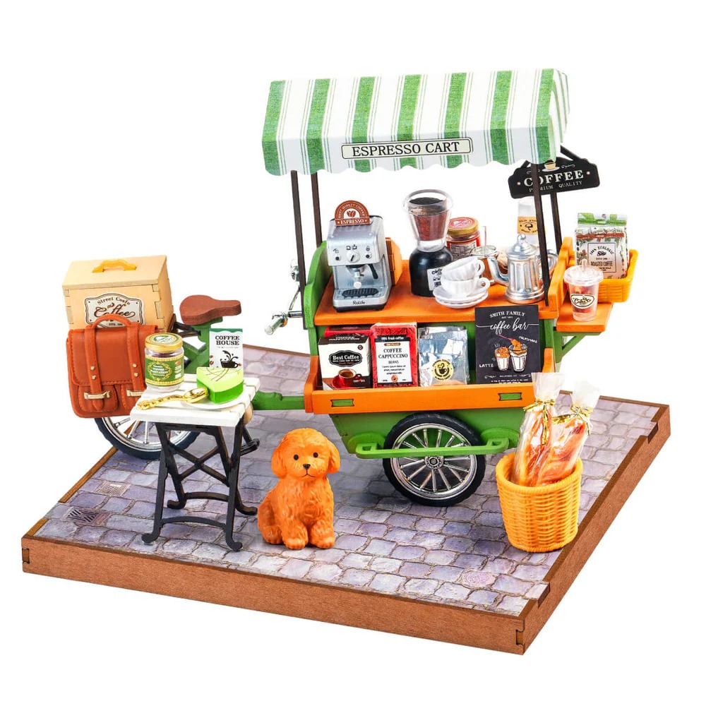 Rolife DIY Miniature Dollhouse - Aromatic Coffee Cart โมเดลบ้าน ตัวต่อไม้ บ้านตุ๊กตา | ของแต่งบ้าน ของเล่นศิลปะ DIY