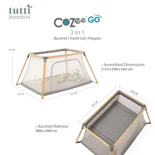 Tutti Bambini เตียงเด็กแบบพกพา CoZee Go 3-in-1 Travel Cot เตียงเด็กน้ำหนักเบา เตียงเด็กพับได้