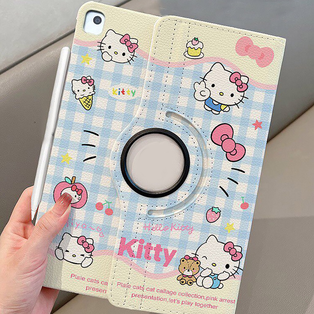 🌻24 ชั่วโมง🌻เคส iPad Gen12 Air8 11 2026 Gen11 Hello Kitty เคสiPadหมุน 360° Air6 Air7 Gen10 Pro11/13