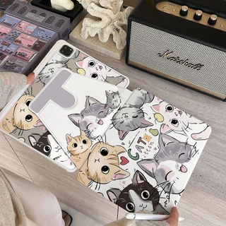 ⭐พร้อมส่ง⭐เคส Samsung Tab S11 S9+ S9FE หมุนได้ 360° ครอบครัวแมว S10+ S10FE S8 มีที่ใส่ปากกา S6 Lite