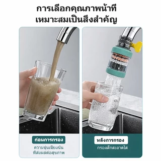 ตัวกรองก๊อกน้ำ หมุนได้ 360° ติดตั้งง่าย น้ำไหลนุ่ม กรองสิ่งสกปรก ใช้งานสะดวก