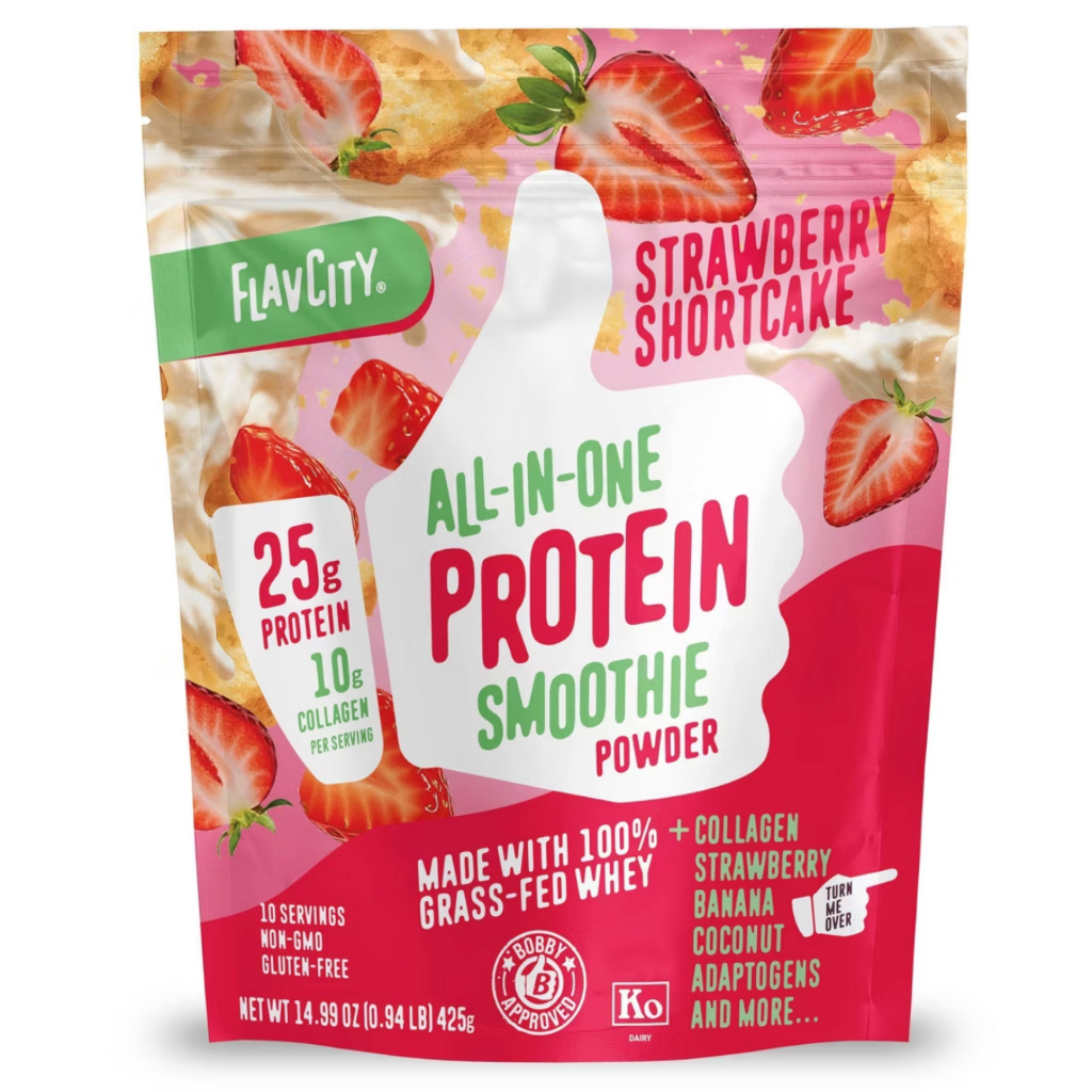 FlavCity Protein Smoothie Powder - 10 Servings - Strawberry Shortcake - 425gms