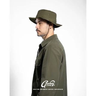 G007 Moss Green หมวกเดินป่า งาน cotton ฟอก นุ่มๆ ผิวสัมผัสดี ดีไซน์วินเทจ ระบายอากาศได้ดี