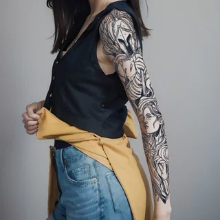 Magic Tattoo ของแถมฟรี⚡COD⚡ สติกเกอร์รอยสักสมุนไพรชั่วคราวสำหรับแขน รอยสักสวยงามติดทนนาน 15 วัน กันน้ำ