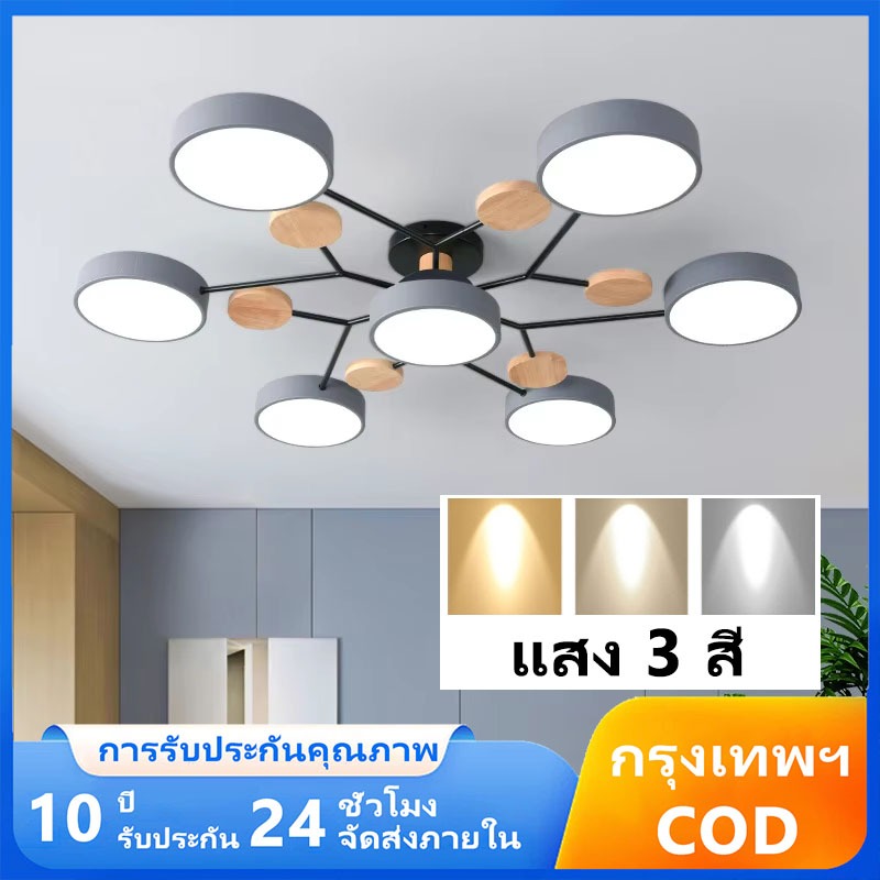 SUPPOU LED โคมไฟเพดาน 3 สี มาการอง โคมไฟ โคมระย้าเพชร ห้องนั่งเล่น โคมระย้า ห้องนอน โมเดิร์น โคมไฟเพดาน